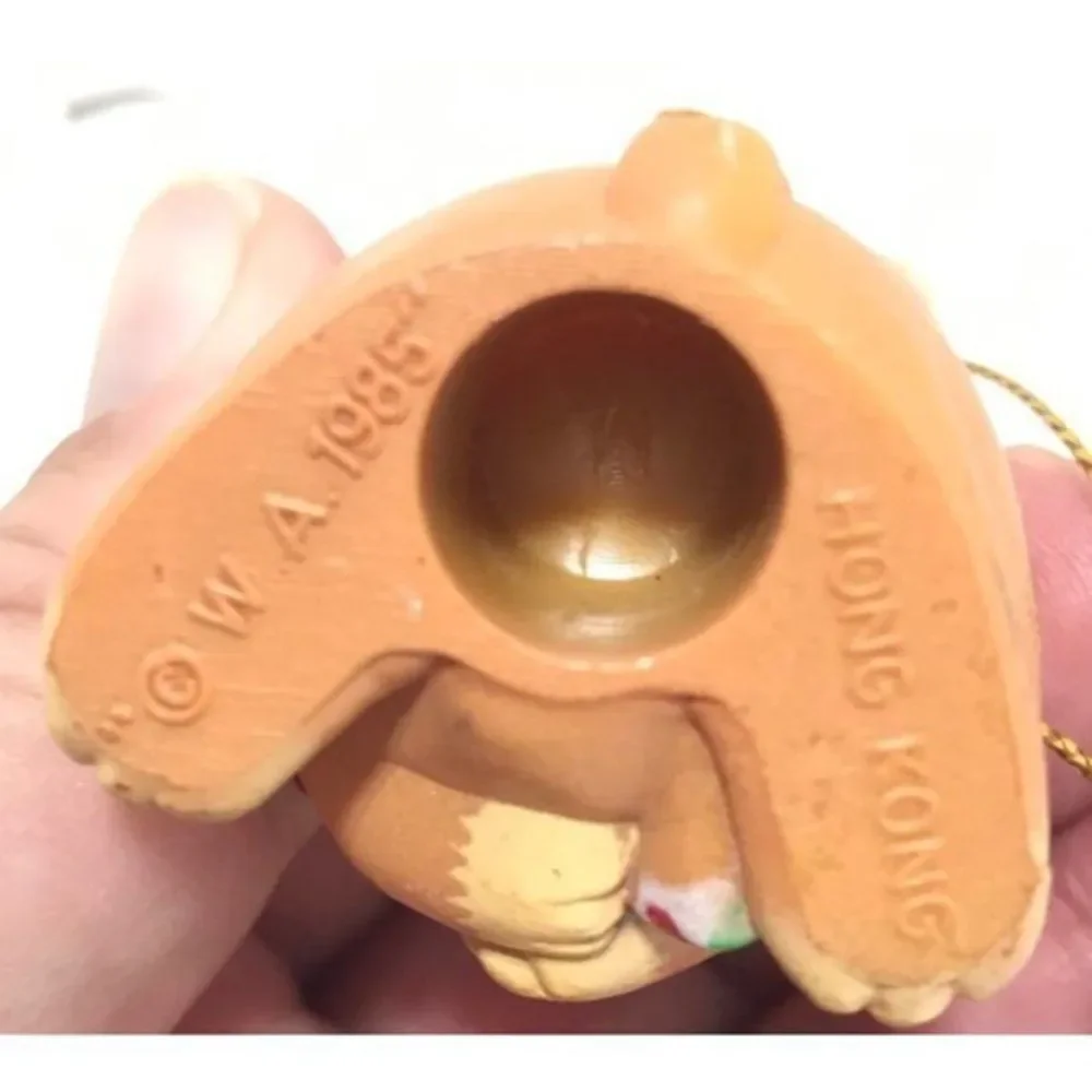 WA Puppy Dog Christmas Cuties ornament 1985‎ Vintage Hong Kong Candy Cane brown